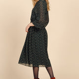 Robe imprimée vert foncé