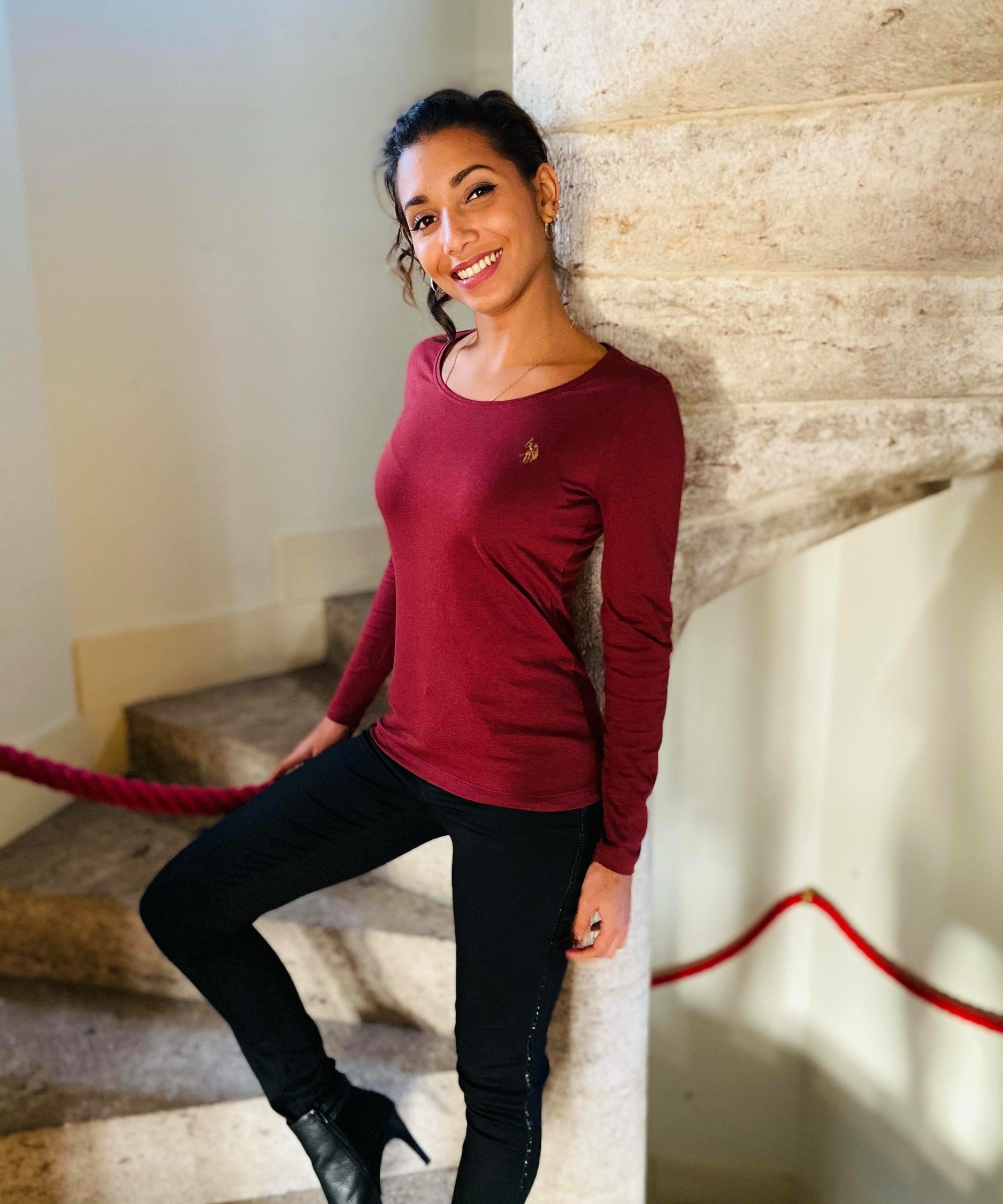 Tee shirt manches longues - Bordeaux - US Polo Femme