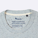 T-shirt à col rond Olonne - rayé écru et bleu - FAGUO HOMME