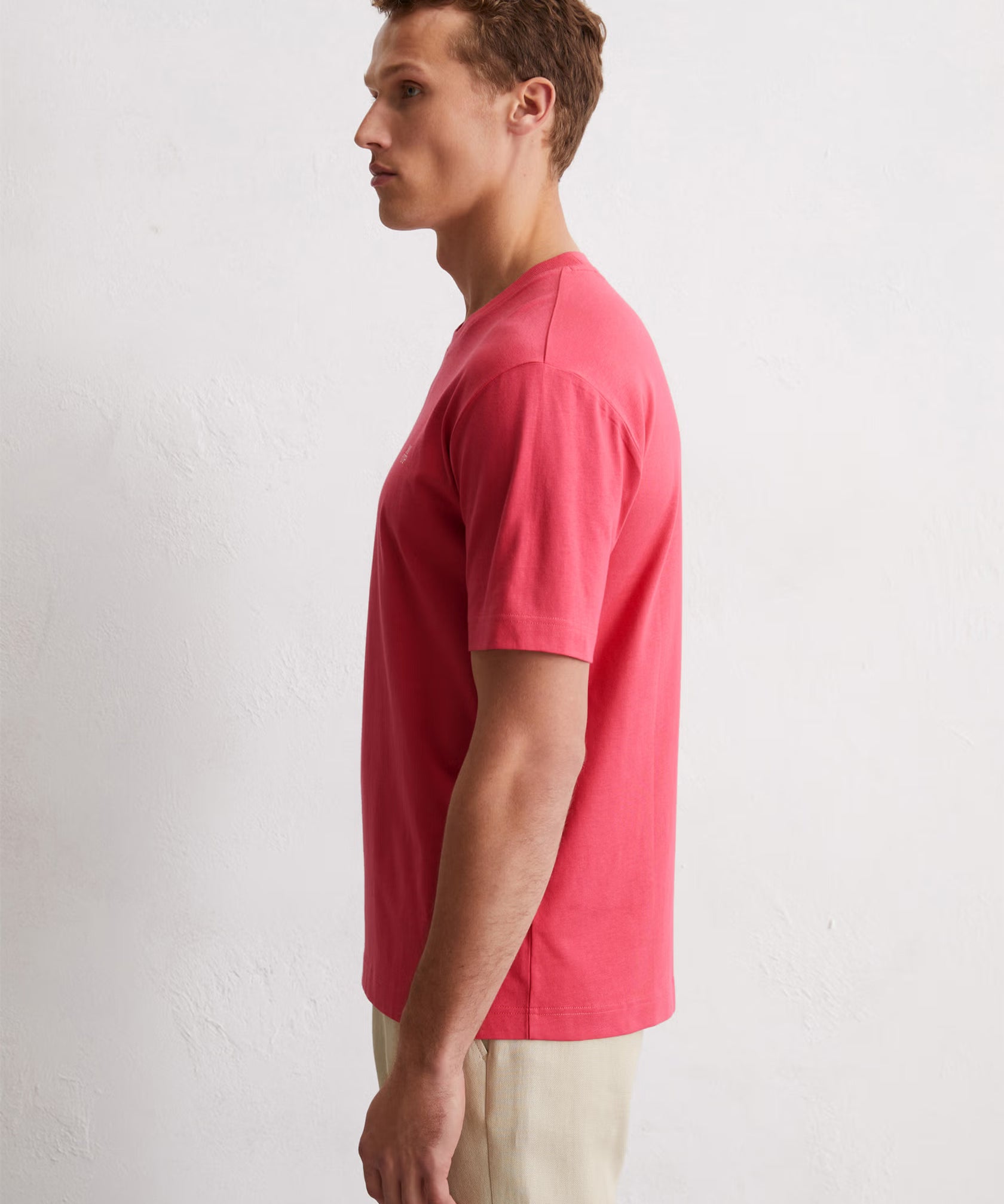 T-shirt ajusté homme en pur coton - Framboise - MARC'O POLO HOMME