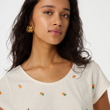 T-shirt col rond Phil - Blanc et orange - FABIENNE CHAPOT
