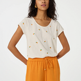T-shirt col rond Phil - Blanc et orange - FABIENNE CHAPOT