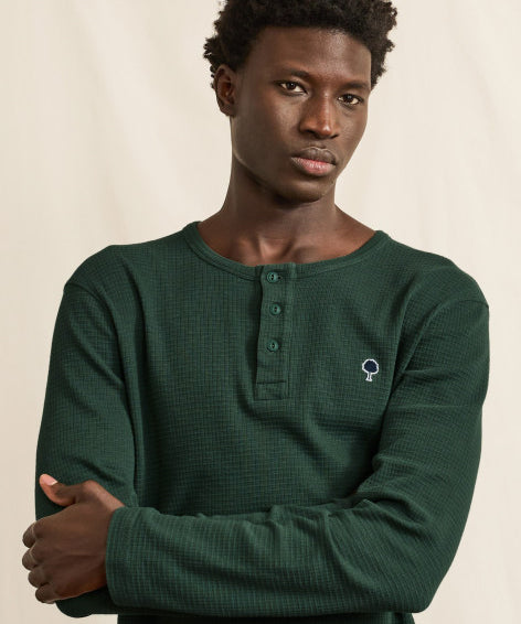 T-shirt col tunisien à manches longues Faroz - Vert foncé - FAGUO HOMME