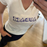 T-shirt col V Audace - Blanc cassé - I.CODE