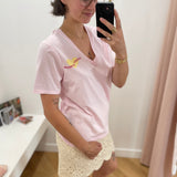 T-shirt col V femme Viseba - Rose pâle - VILA