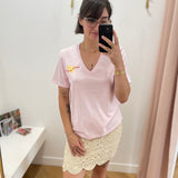 T-shirt col V femme Viseba - Rose pâle - VILA