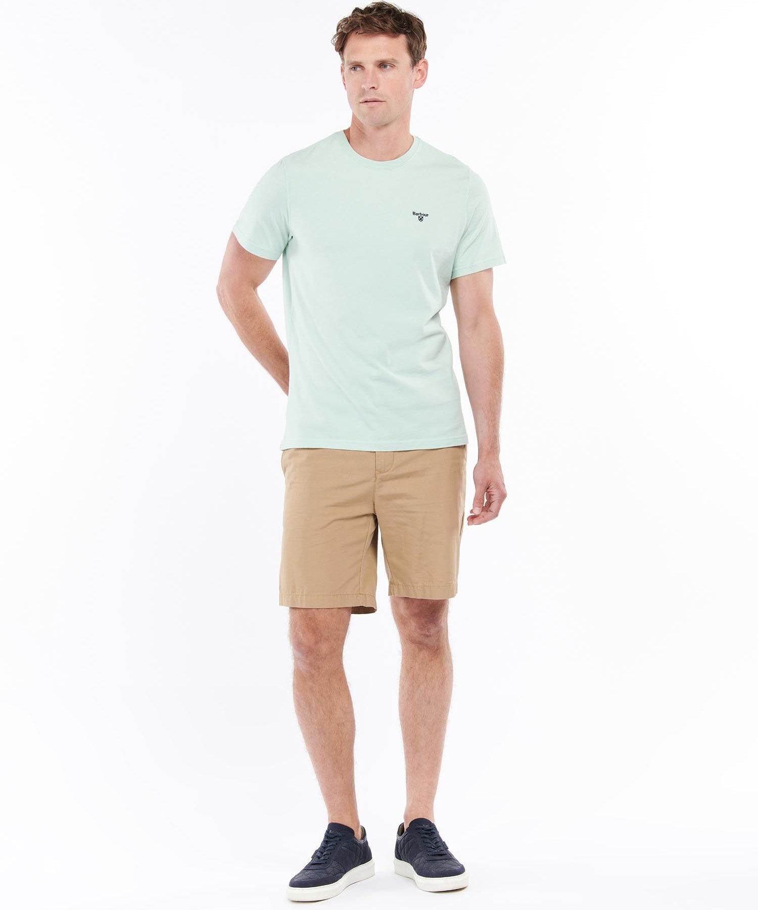 T-shirt droit col rond en coton - Dusty Mint - BARBOUR HOMME