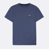 T-shirt en coton et vélo brodé Arcy - bleu - FAGUO HOMME