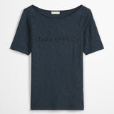 T-shirt logo en coton jersey - Bleu pétrole - MARC'O POLO FEMME