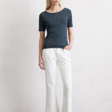 T-shirt logo en coton jersey - Bleu pétrole - MARC'O POLO FEMME