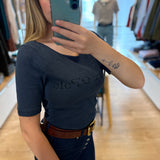 T-shirt logo en coton jersey - Bleu pétrole - MARC'O POLO FEMME