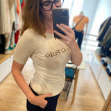 T-shirt logo en coton jersey - Gris pierre - MARC'O POLO FEMME