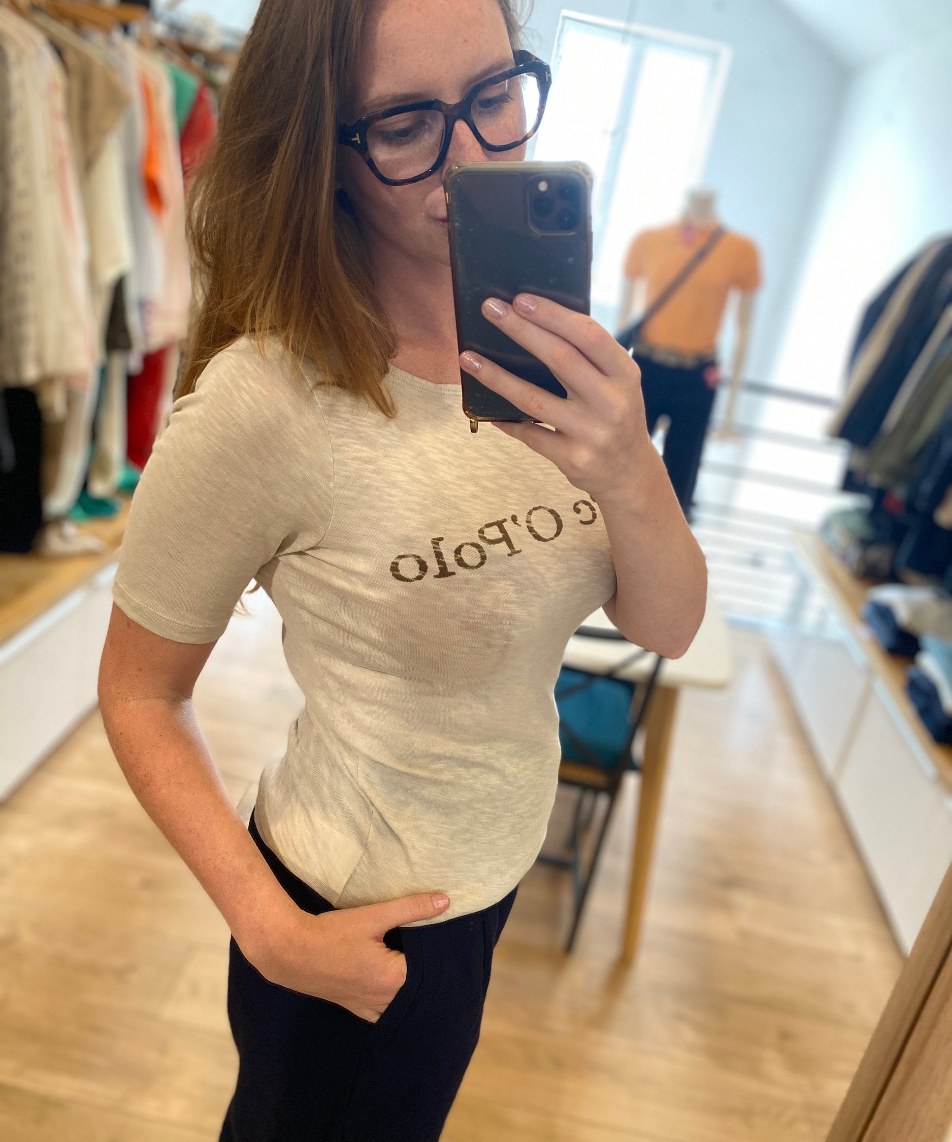 T-shirt logo en coton jersey - Gris pierre - MARC'O POLO FEMME