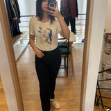 T-shirt Palacio col V imprimé - Ecru - Sun Valley Femme