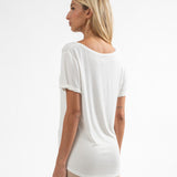 T-shirt Palacio col V imprimé - Ecru - Sun Valley Femme