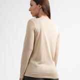 T-shirt Phayao manches longues col V - Sable - Sun Valley Femme