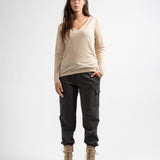 T-shirt Phayao manches longues col V - Sable - Sun Valley Femme