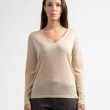 T-shirt Phayao manches longues col V - Sable - Sun Valley Femme