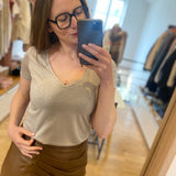 T-shirt basique pailleté Pechao - Sable - SUN VALLEY FEMME