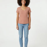 T-shirt basique rayé Plagny - Argile - SUN VALLEY FEMME