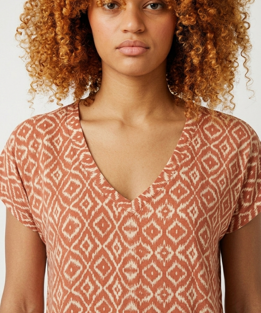 T-shirt imprimé Rocchi - Argile rouge - SUN VALLEY FEMME