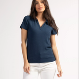 Polo côtelé femme Perlarama - Bleu marine - Sun Valley femme