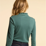 Tee-shirt maille col collerette - Vert nuit - I.Code