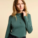 Tee-shirt maille col collerette - Vert nuit - I.Code