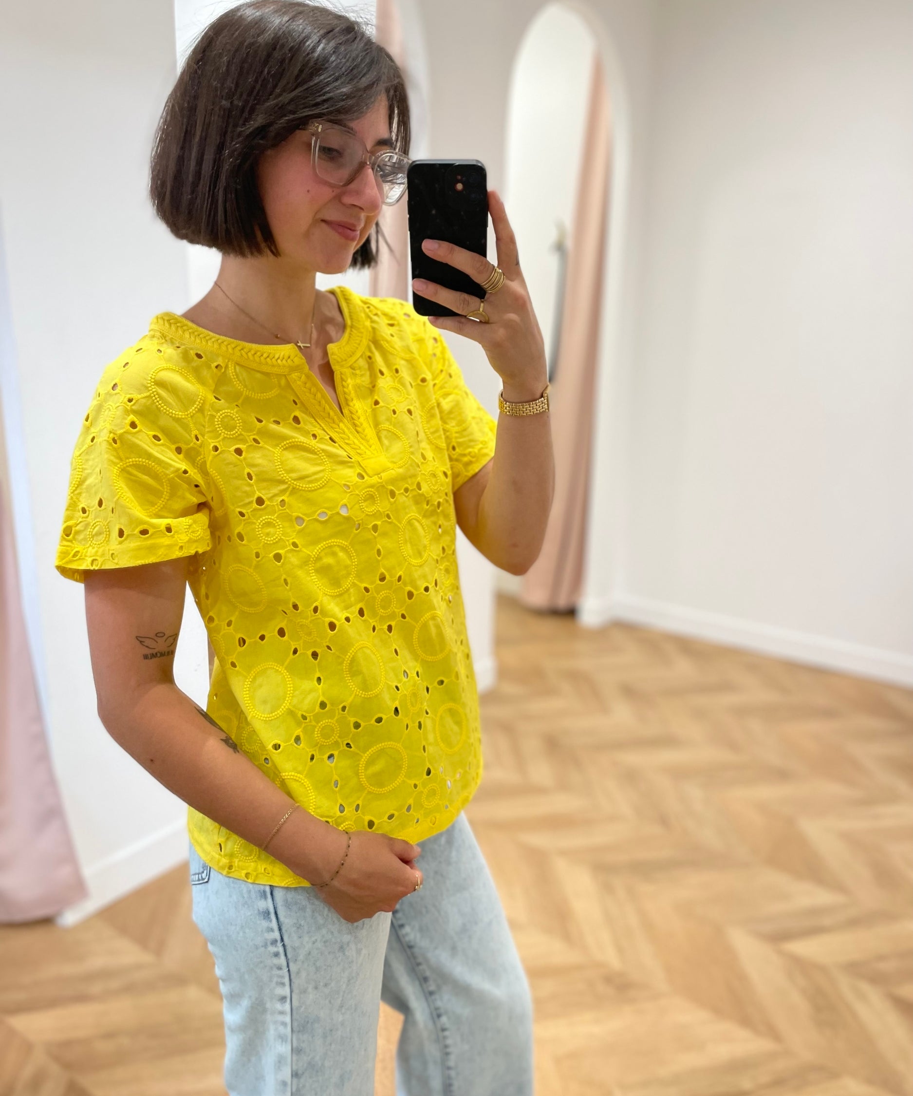 Top broderie anglaise ajourée - Mimosa - LOLA ESPELETA