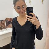 Top manches longues avec encolure en lurex Selton - Noir - GRACE & MILA
