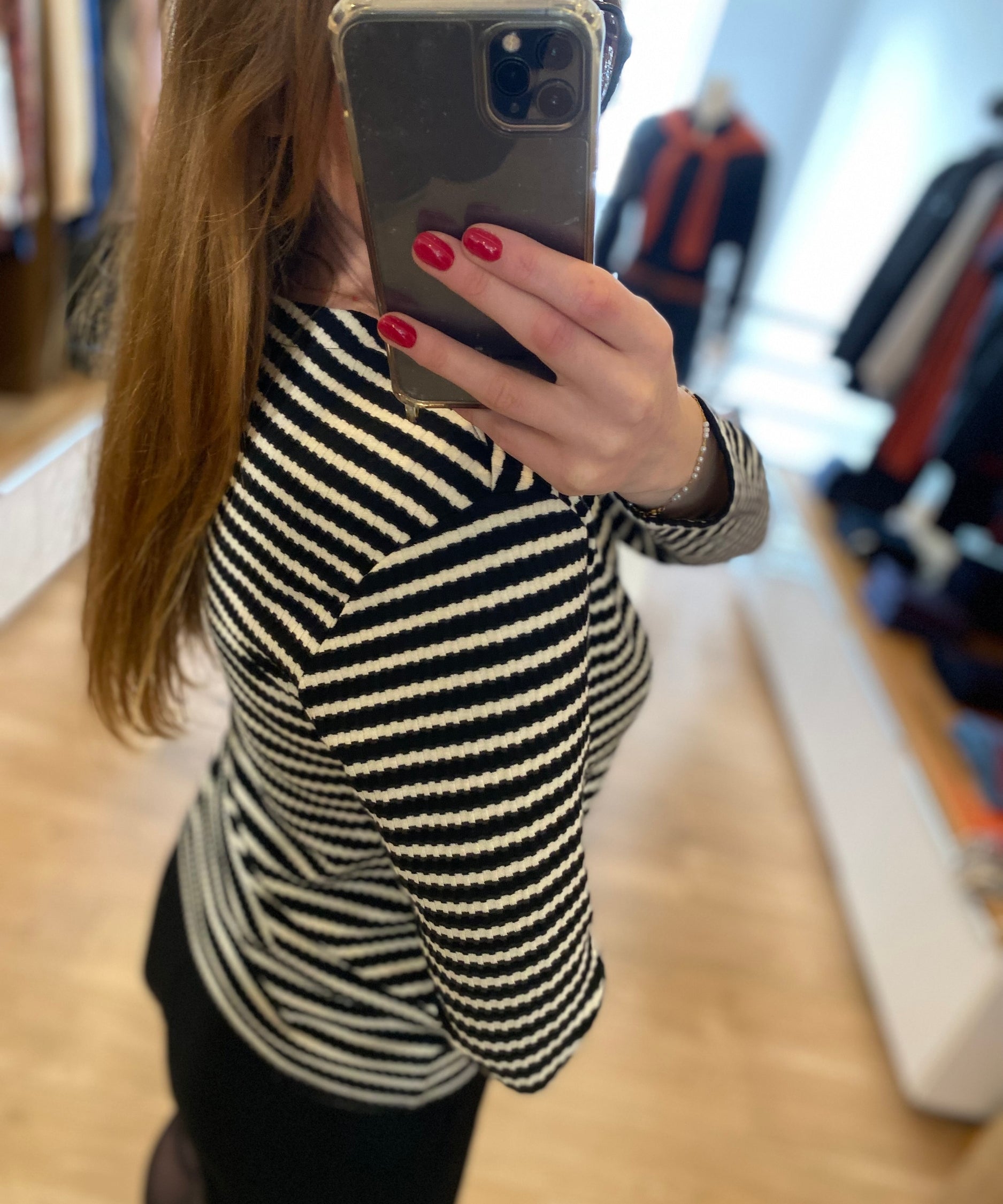 Top marinière broderie coeur - Noir - I.Code