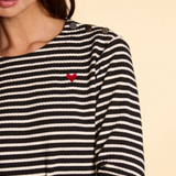 Top marinière broderie coeur - Noir - I.Code