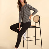 Top marinière broderie coeur - Noir - I.Code