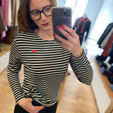 Top marinière broderie coeur - Noir - I.Code