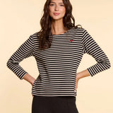 Top marinière broderie coeur - Noir - I.Code