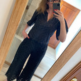 Blouse courte brodée Liam - Noire - SUNCOO