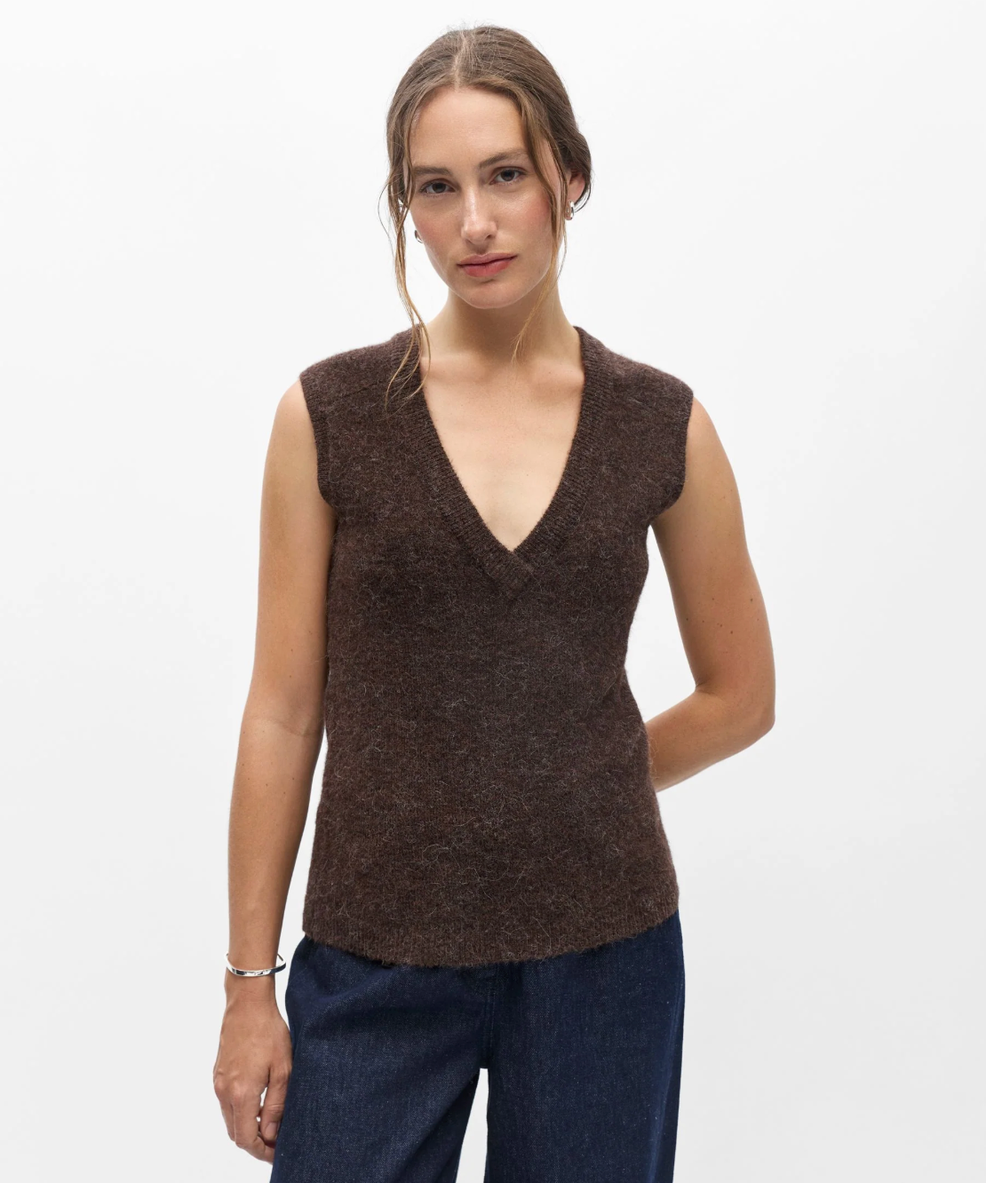 Gilet sans manches OBJDENISI OBJECT marron – vue portée de face