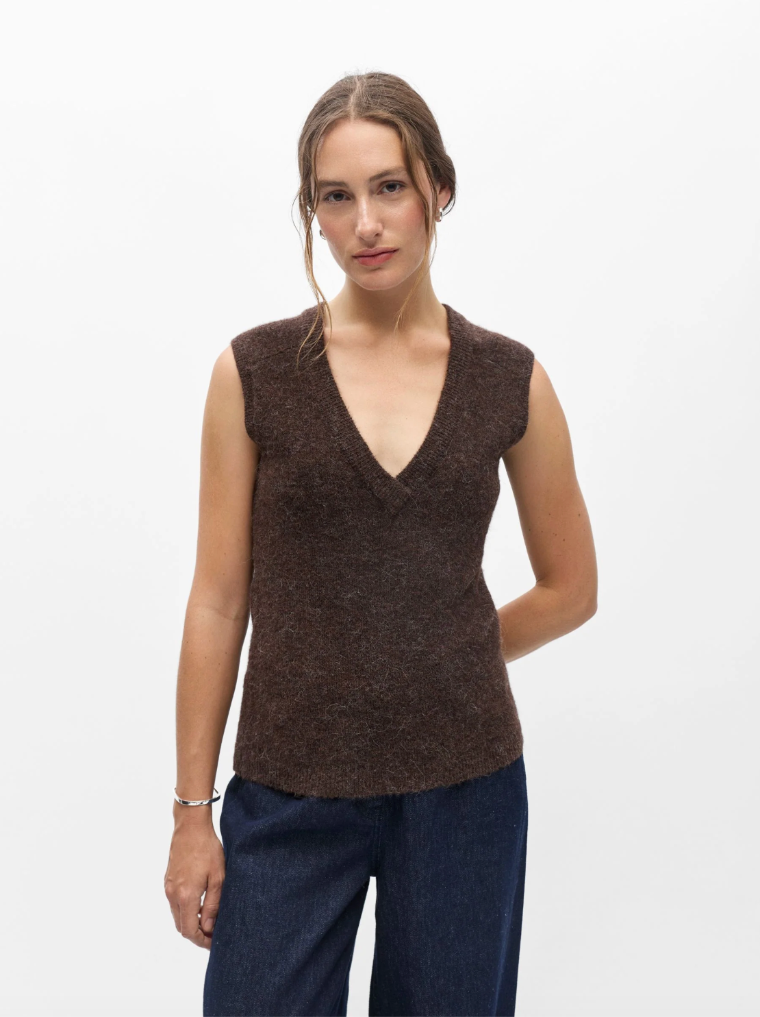 Gilet sans manches OBJDENISI OBJECT marron – vue portée de face