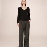 Top manches longues avec encolure en lurex Selton - Noir - GRACE & MILA