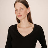 Top manches longues avec encolure en lurex Selton - Noir - GRACE & MILA