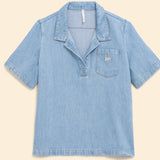 Top en jean esprit vareuse - Bleu - I.Code