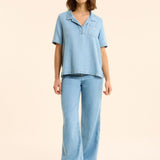 Top en jean esprit vareuse - Bleu - I.Code
