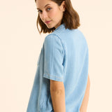 Top en jean esprit vareuse - Bleu - I.Code