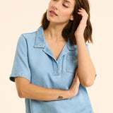 Top en jean esprit vareuse - Bleu - I.Code