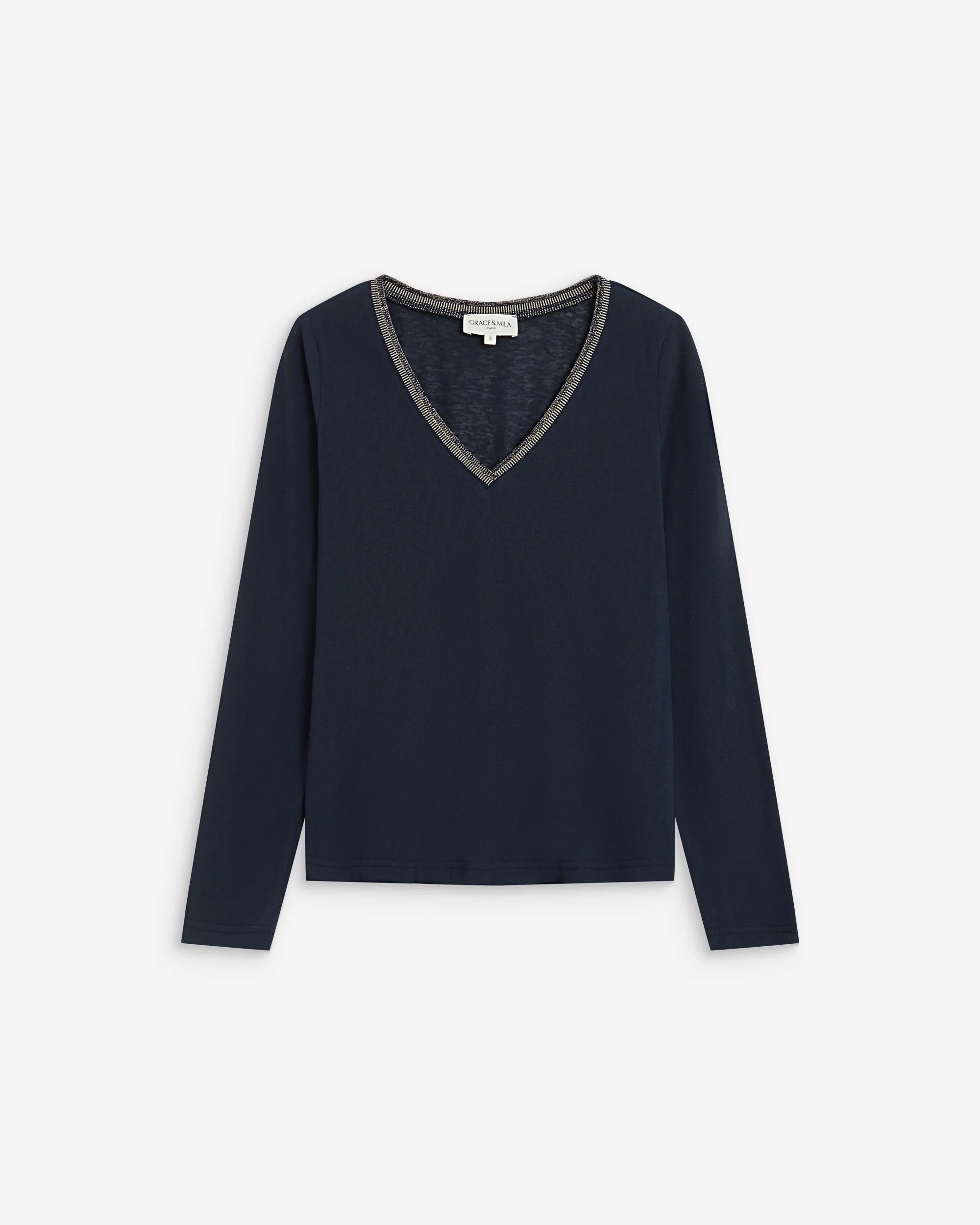 T-shirt manches longues ABRICOT GRACE & MILA marine – vue produit de face