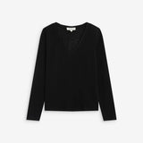 T-shirt manches longues ABRICOT GRACE & MILA noir – vue produit de face avec col V