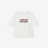 T-shirt ANIS GRACE & MILA Ivoire – vue de face avec inscription Amour Amour