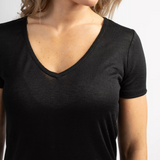 T-shirt col V femme uni Perel - Noir - Sun Valley femme