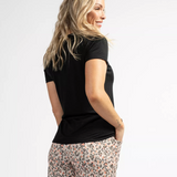 T-shirt col V femme uni Perel - Noir - Sun Valley femme
