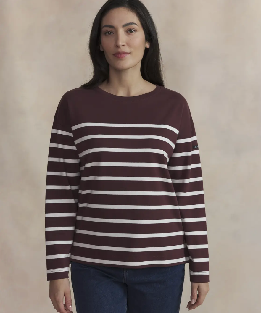 Marinière YANNATEE TBS brun et écru – portée de face